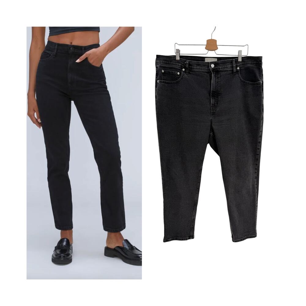 Everlane Original Cheeky Jeans Washed Black Cropped Straight Leg Denim Size 35S